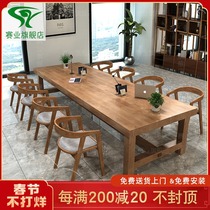 loft Solid Wood Desk Conference Table Long Table Nordic Negotiation Room Table and Chair Long Table Custom Table Table and Chair Combination