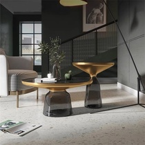 Round tea table light and luxurious modern colored glass bell edge a few net red designer small family sofa small corner a few