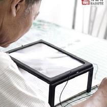 Desktop magnifying glass with lamp ed desktop children elderly reading maintenance cross stitch A4 large lens rectangular clear