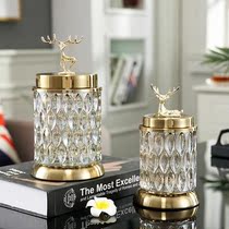 European-style creative decoration storage jar ornament candy glass jar with lid jewelry storage box clubhouse high-end decoration