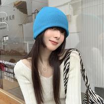 Hat women autumn and winter Korean version of Japanese Joker wool hat tide Korea ear protection warm net red blue knitted hat cold hat