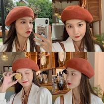 Hat women autumn and winter woolen beret winter Korean version of Joker octagonal painter hat retro British pumpkin bud hat tide