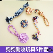 Dog bite-resistant toy dog with toy ball cotton rope cartoon dog bone set Oral cleaning bite tug-of-war small dog