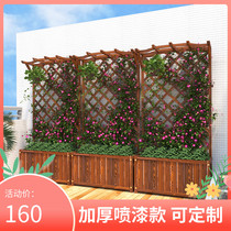 Anti-corrosion wood fence grid Garden flower box fence decoration climbing pergola fence Outdoor courtyard Balcony flower frame partition