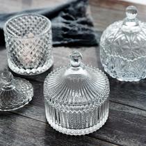 Crystal candy jar glass European style home exquisite sugar cup storage box storage jar transparent wedding sugar jar ornaments