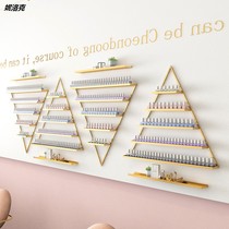 Nail salon golden iron nail polish storage shelf nail polish display rack wall hanging wall triangular storage rack