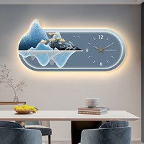 Modern light luxury restaurant decoration painting wall clock creative high-end living room household watch hang-up led lighting