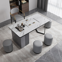Modern simple Chinese living room household rock board tea table and chair combination office tea small apartment balcony table