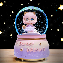 Ten-year-old girl crystal ball music box ornaments glass ball night light girl dream birthday gift toy music box