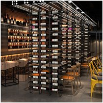 Floor-to-ceiling wine display rack Creative restaurant bar decoration Wrought iron partition wall card seat wine cabinet screen Industrial style