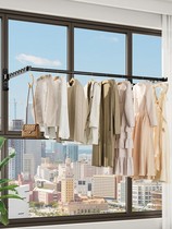 Invisible drying rack wall-mounted folding toilet rack non-perforated window telescopic artifact no balcony hotel