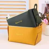 Nordic leather storage basket jewelry cosmetic storage box lipstick desktop storage finishing collapsible storage box