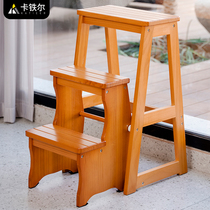 Cateel Real Wood Terraces Home Ladder Stools Dual-use Indoor Thickening Multifunctional Den High Step Stool Small Stairs