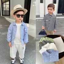 Chen Mas Home Childrens plaid shirt boys spring coat tide 2021 Spring male baby white shirt long sleeve