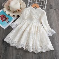 Super fairy girl dress spring and autumn Korean version of childrens baby seven-point sleeve princess dress gauze dress foreign girl princess dress