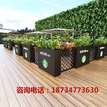 Iron outdoor flower box commercial street city flower forum landscape stainless steel flower pot partition flower pool outdoor planting flower slot
