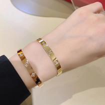 Stars custom wide version four diamond 18K rose gold bracelet men and women Diamond gold LY360 platinum fine plate bracelet