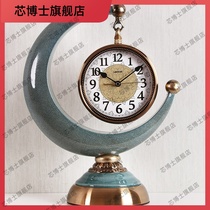 Crescent clock ornaments living room European simple modern clock light luxury fashion personality creative desktop clock mute