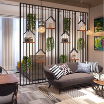 Home entrance Nordic screen partition Living room Office dining hollow decoration Sofa background wall Wrought iron shelf
