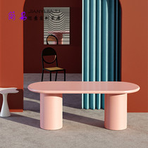 Nordic solid wood long table Light luxury minimalist dining table Modern minimalist office meeting long table Personality design workbench