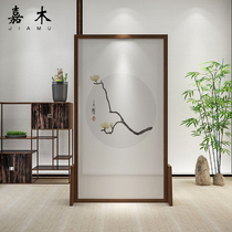 Simple Chinese screen partition living room bedroom decoration home mobile shielding plain flowers and birds National style solid wood seat screen