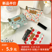 ins printed cross section zipped waterproof solid small number zero wallet woman mini cashier bag casbag coin mouth red bag