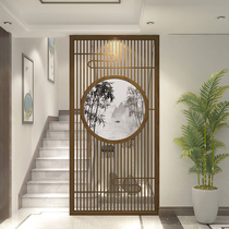 New Chinese screen partition living room bedroom entrance hotel office light luxury decoration solid wood grille seat screen