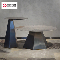 Nordic Italian style extremely simple wind size round several combination stainless steel brushed rock board tea table villa living room size