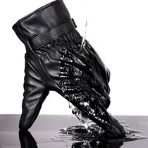 Leather gloves Mens Womens sheep leather gloves riding drive plus velvet thickened warm motorcycle thin winter