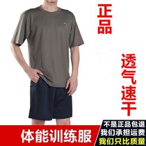 Land physical training suit suit mens summer physical fitness short sleeves mens and womens quick-drying breathable shirt shorts military fan T-shirt