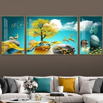 Living room decoration painting modern hanging painting sofa background wall elk bedroom Nordic Crystal porcelain triple light luxury painting background painting