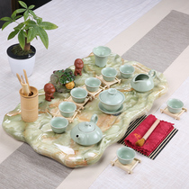Lotus pond Moonlight Stone tea tray tea set household Kung Fu Small Stone tea table European living room simple ice cracking tea set