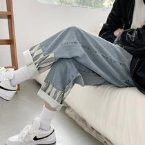 Straight jeans mens loose Zhechao brand ins student tooling casual pants Korean version of the trend summer thin