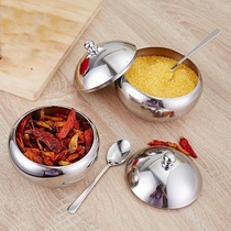 Stainless Steel Seasoning Jar Sugar Cereal Spice Bowl Drum-S