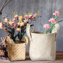 Braided Jute Cloth Flowerpot Storage Basket Cotton Linen Ble