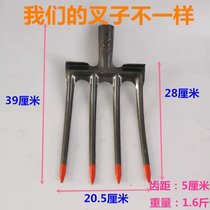 Four-tooth one-piece steel fork agricultural digging digging forks grass tools iron forks peanuts digging garlic green onions steel forks
