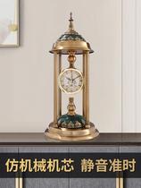 European glazed metal clock home fashion decoration silent clock living room entrance desktop light luxury atmospheric clock