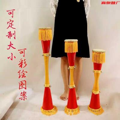 Student dancing props drum Yao long drum folk dance cowhide adult childrens stage performance drum thin waist drum