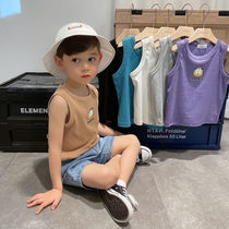 Boys baby vest cotton 2021 childrens new summer wear Garfield casual thin sleeveless bottomless top