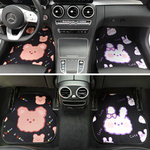Car floor mat protective mat cute cartoon monolithic car interior anti-dirty mat waterproof suede wear-resistant universal car floor mat
