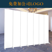 Screen folding mobile custom pure white simple modern living room office hotel fabric partition baffle folding screen