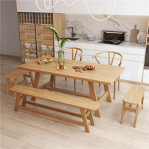  Japanese-style log dining table Solid wood work table table and chair Designer furniture Dining table European desk Writing desk custom style