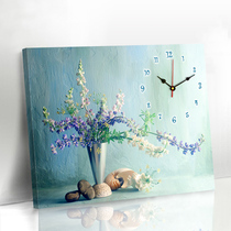 Punch-free dining room living room decoration painting box hanging painting creative clock L meter Hall painting t wall clock