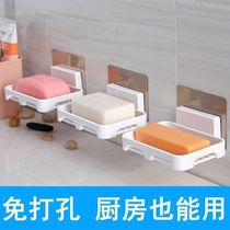 Soap box Suction cup wall-mounted soap box drain toilet soap holder Soap holder Hole-free bathroom soap box holder