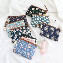 Pocket small bag floral cotton cloth zero bag female middle-aged womens bag Korean mini zipper coin bag for mother