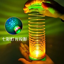 Childrens magic rainbow circle elastic ring performance pull ring colorful rainbow spring baby educational toy glowing luminous night