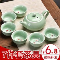 Tea bowl personal special special green porcelain tea set ceramic set home simple Tea Teapot tea cup tea plate set