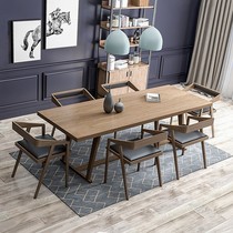 Solid wood minimalist light and luxurious café office Conference reception room Tea room Negotiations tea table working table long table and chairs combination
