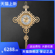 New Chinese hanging clock Living room Home Fashion 2021 new creativity Decorative Bronze Clock Upscale Pure Copper Light Extravaganza