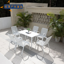 Outdoor Outdoor Balcony Table And Chairs White Minima Modern Casual Composition Courtyard Villa Open-air Garden Aluminum Alloy Chair